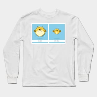 Funny puffer fish breath in, breath out Long Sleeve T-Shirt